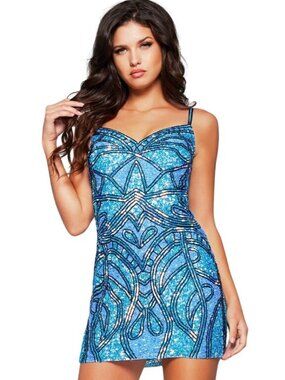 Blue Skies Ahead Jovani Sequined Mini Dress 40916 Size 2 NWT